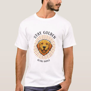 Vintage blijf goud geel sunburst hondenliefhebber t-shirt