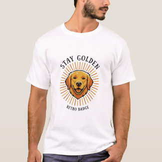 Vintage blijf goud geel sunburst hondenliefhebber t-shirt