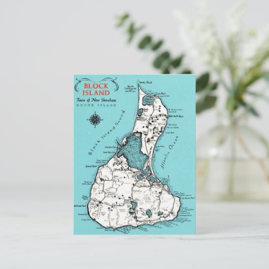 Vintage Block Island Briefkaart (Staand voorkant)