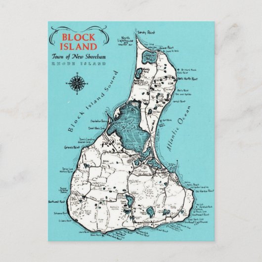Vintage Block Island  Briefkaart (Voorkant)