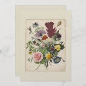 Vintage bloem 17e-eeuwse platte bedankkaart (Voorkant / Achterkant)