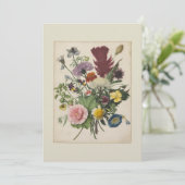 Vintage bloem 17e-eeuwse platte bedankkaart (Staand voorkant)