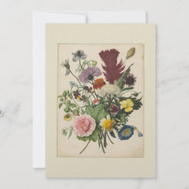 Vintage bloem 17e-eeuwse platte bedankkaart