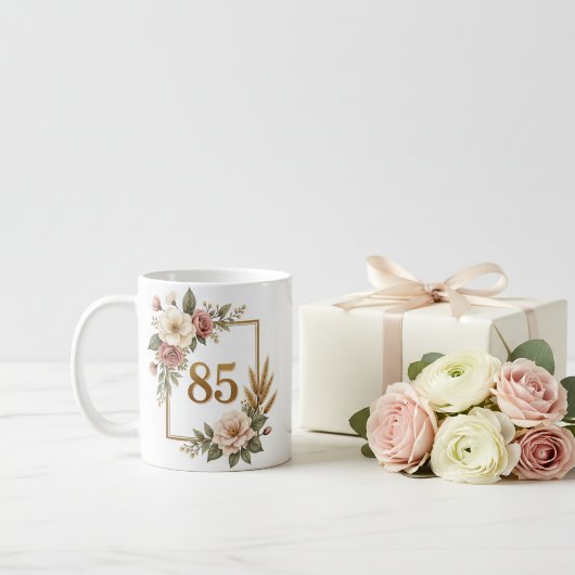 Vintage Bloem 85e Verjaardag Aangepaste Naam Koffiemok