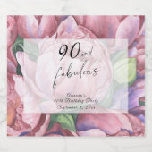 Vintage Bloem 90ste Verjaardagsfeest Sparkling Wijnetiket (Enkel label)