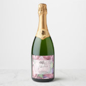 Vintage Bloem 90ste Verjaardagsfeest Sparkling Wijnetiket (Voorkant)