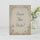 Vintage Bloem Beige Bewaar De Datum Kaart (Staand voorkant)