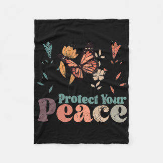 Vintage Bloem Bescherm Je Vrede Mentale Gezondheid Fleece Deken