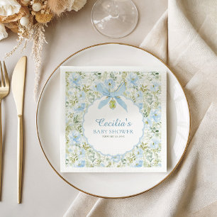Vintage bloem blauwe strik jongens babyshower servet