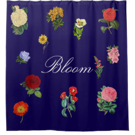 Vintage bloem bloeiende blauwe grote rozen tuin douchegordijn