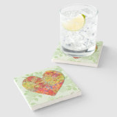 Vintage Bloem Bloem Hart Kunst Coaster Stenen Onderzetter (Zijkant)