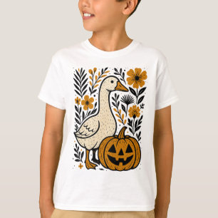 Vintage bloem boho gekke gans pompoen schattig hal t-shirt