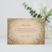 Vintage Bloem Botanisch Bedankkaart (Staand voorkant)