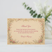 Vintage Bloem Botanisch Bedankkaart (Staand voorkant)