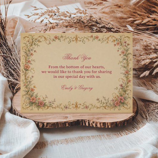 Vintage Bloem Botanisch Bedankkaart
