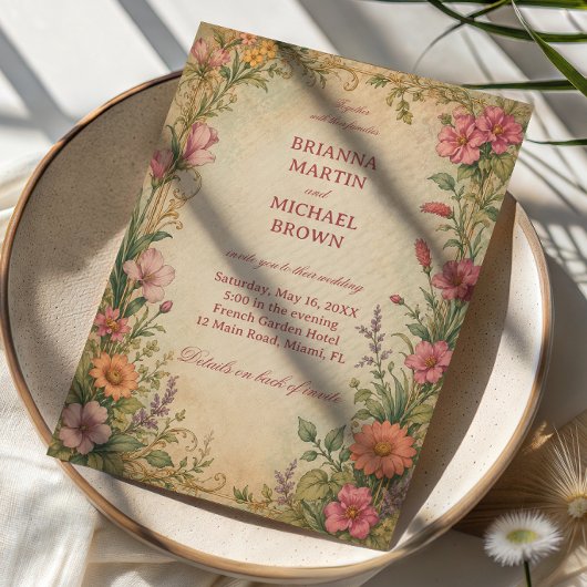 Vintage Bloem Botanisch Kaart