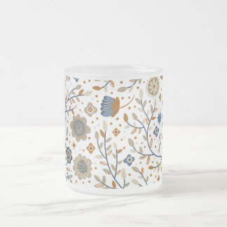 Vintage Bloem Botanisch Patroonontwerp Matglas Koffiemok