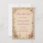 Vintage Bloem Botanisch Save The Date (Voorkant)