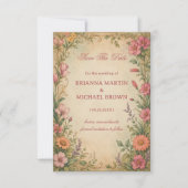 Vintage Bloem Botanisch Save The Date (Voorkant)