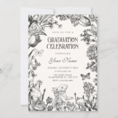 Vintage bloem botanische afstuderen kaart (Voorkant)