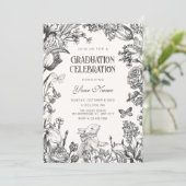 Vintage bloem botanische afstuderen kaart (Staand voorkant)
