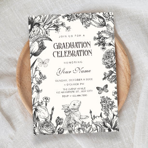 Vintage bloem botanische afstuderen kaart
