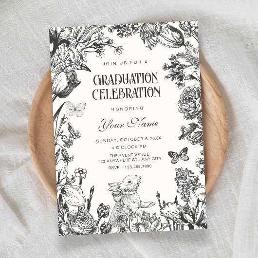 Vintage bloem botanische afstuderen kaart