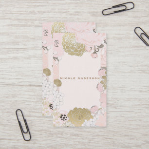 Vintage bloem botanische glam roze & goud visitekaartje