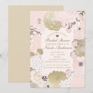 Vintage bloem botanische glamour roze & goud kaart