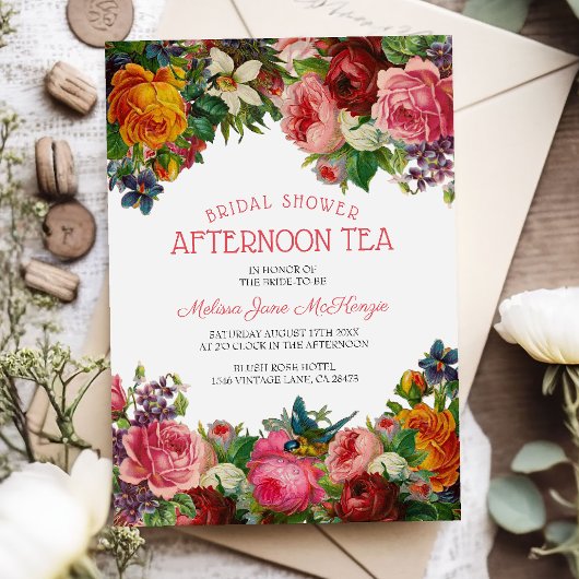 Vintage Bloem | Bruids-High Tea Kaart