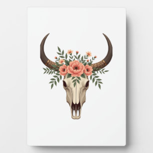 Vintage bloem bull skull boho westerse botanische fotoplaat