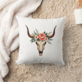 Vintage Bloem Bull Skull Boho Westerse Botanische  Kussen (Deken)