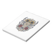 Vintage Bloem Bull Skull Western Notitieblok (Linkerzijde)
