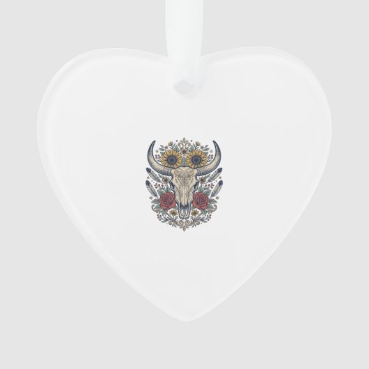 Vintage Bloem Bull Skull Western Ornament (voorkant)
