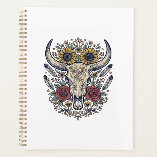 Vintage Bloem Bull Skull Western Planner (Voorkant)