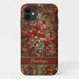Vintage bloem chintz patroon met je naam Case-Mate iPhone case