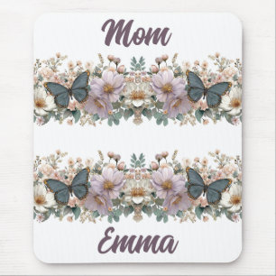 Vintage bloem en groene vlinder voor mama muismat