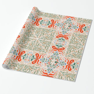 Vintage Bloem- en Lintpatroon met Elegante Sier Cadeaupapier