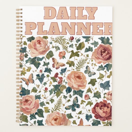 Vintage Bloem- en Vlinder Dagelijkse Planner (Voorkant)