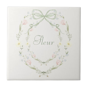 Vintage bloem fleur pastel Franse lint Tegeltje