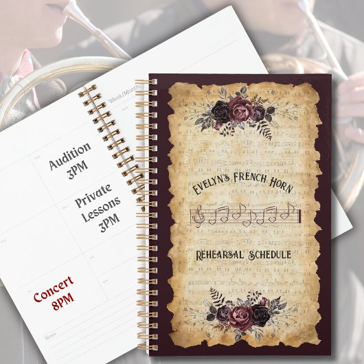 Vintage Bloem Franse Hoorn Oefenplanner Planner