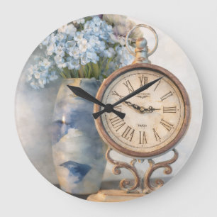 Vintage Bloem Franse Landklok Decoratie Grote Klok