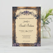 Vintage Bloem Gothic Sweet 16 Kaart (Staand voorkant)