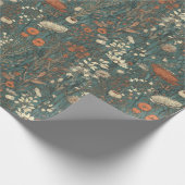 Vintage, bloem, herfst, natuurgebied cadeaupapier (Hoek)