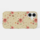 Vintage bloem iPhone- en iPad-hoesje in Beige iPhone 16 Hoesje (Achterkant horizontaal)