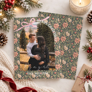 Vintage bloem It's a Girl Mooie Kerstkaart Kaart