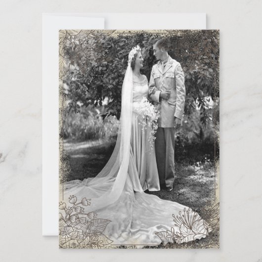 Vintage Bloem Jubileumfeest Kaart (Voorkant)