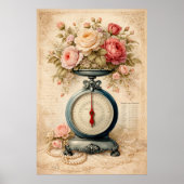 Vintage Bloem Keukenweegschaal Poster (Voorkant)
