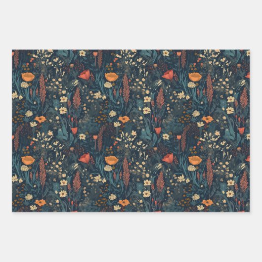 Vintage, bloem, kleurrijk, natuurgebied inpakpapier vel (Voorkant 2)