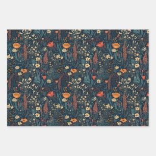 Vintage, bloem, kleurrijk, natuurgebied inpakpapier vel